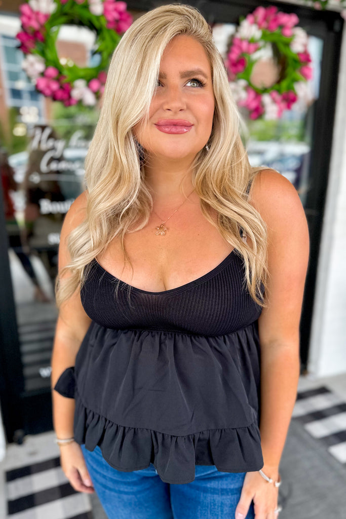 Lolly Spaghetti Strap V Neck Tiered Top - Be You Boutique
