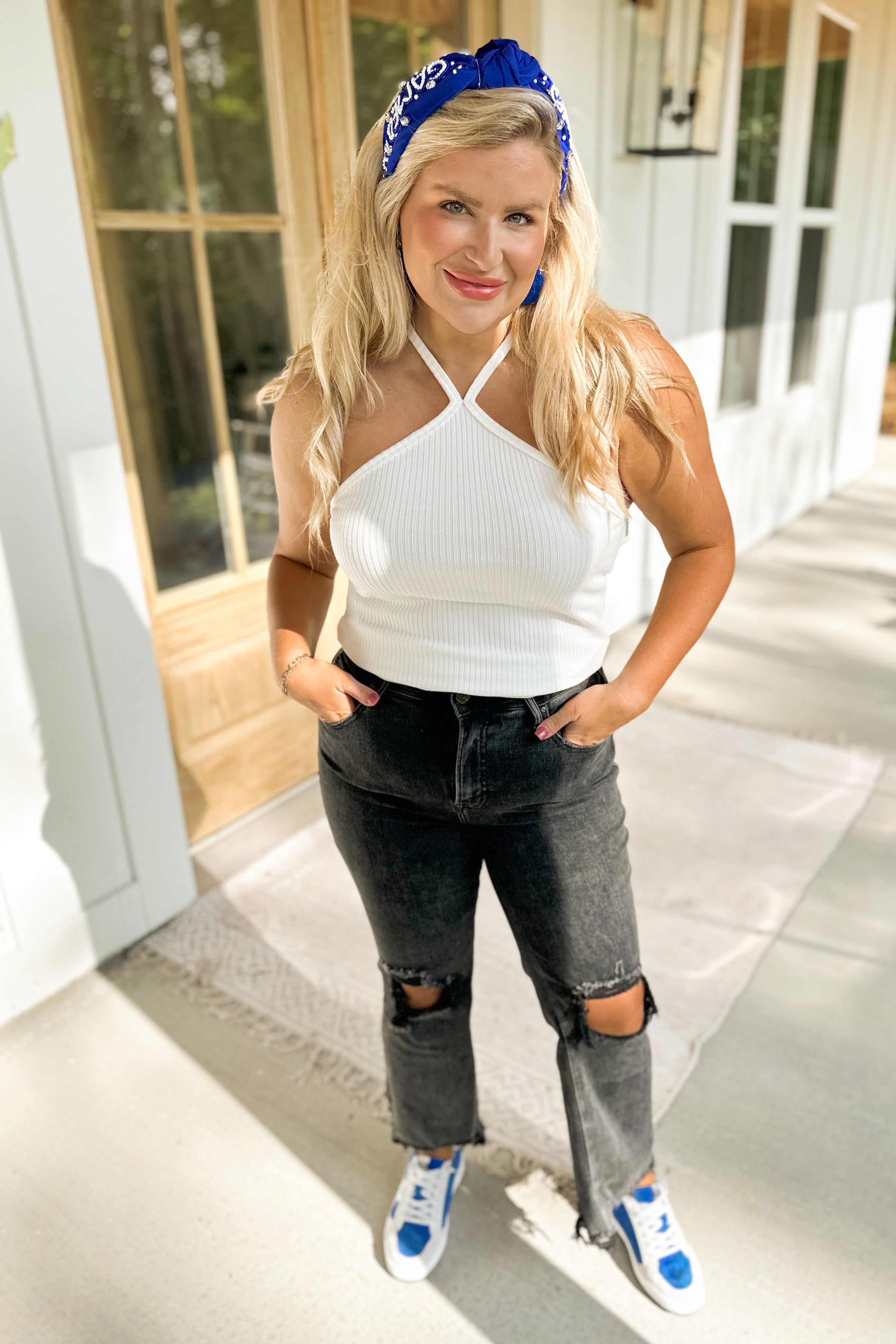 Buster Ribbed Criss Cross Tank Top - Be You Boutique