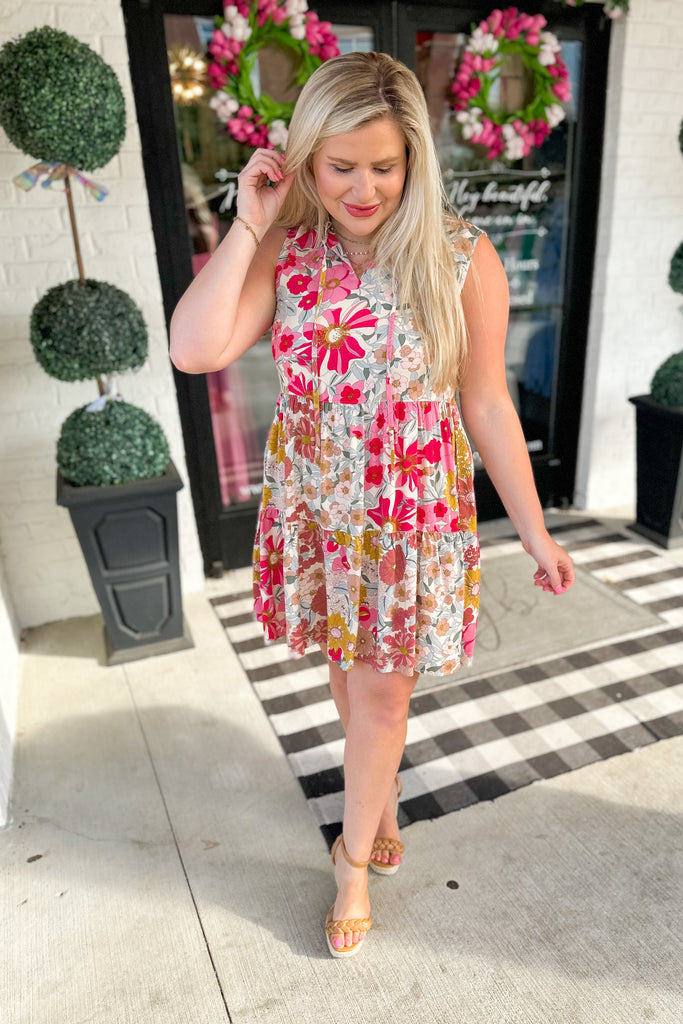 Peter Ruffle Collar Floral Print Dress - Be You Boutique