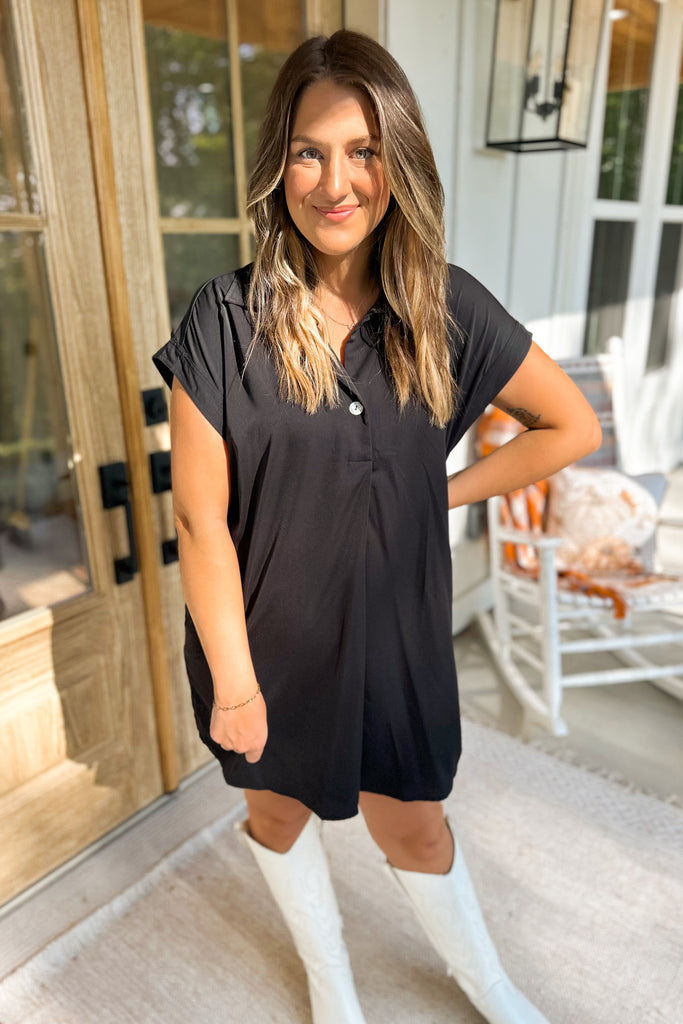 Hope Collared Short Sleeve Button Detail Dress - Be You Boutique