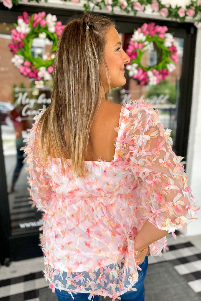 Monroe Textured-Flower Chiffon Baby Doll Top - Be You Boutique