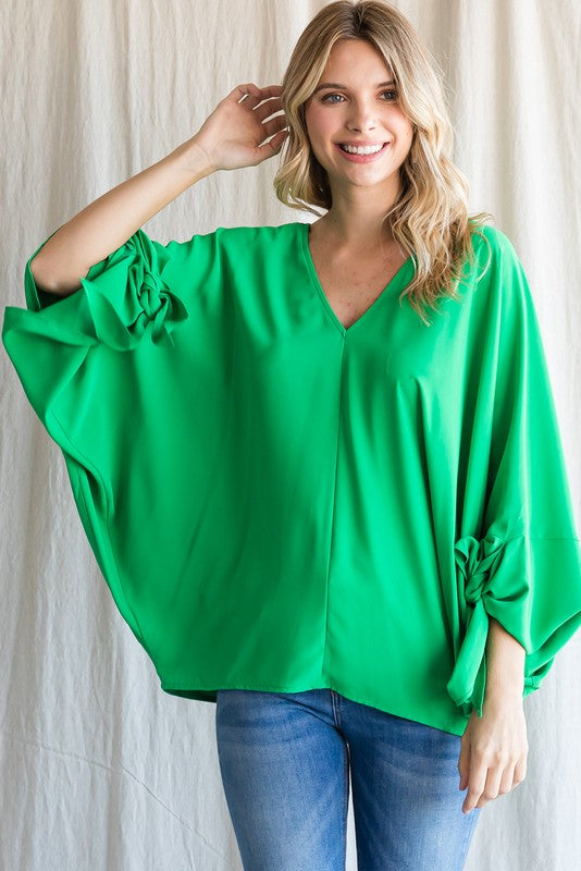 Marion V Neck 3 Q Sleeve Boxy Top - Be You Boutique