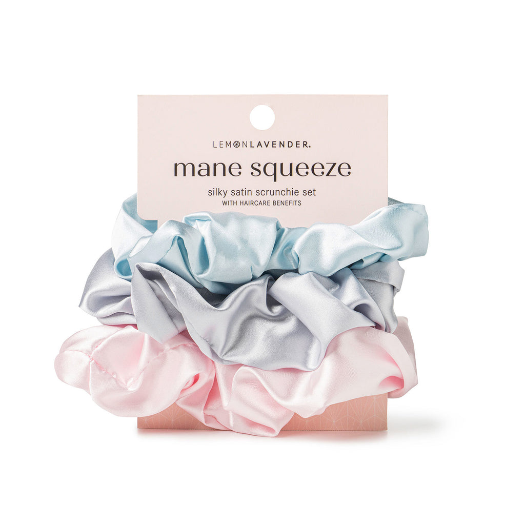 Lemon Lavender Mane Squeeze Oversized Satin Scrunchies 3pack *STOCKING STUFFER* - Be You Boutique