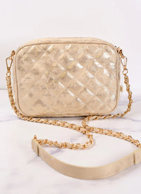 Caroline Hill Olivia Quilted Glimmer Gold Crossbody - Be You Boutique
