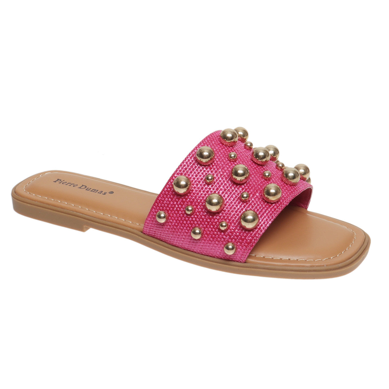 Pierre Dumas Empress Fuschia crossover sandal with woven straps and open toe design, stylish 212 other shoe for warm weather.