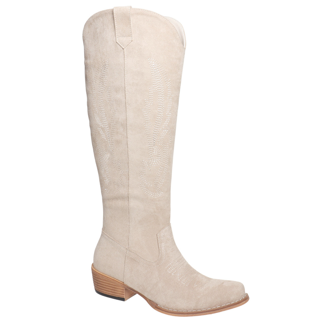 OLEM Kaylee Suede Tall Boot from the 211 Boots collection, featuring a stylish brown suede design with a sleek tall silhouette.