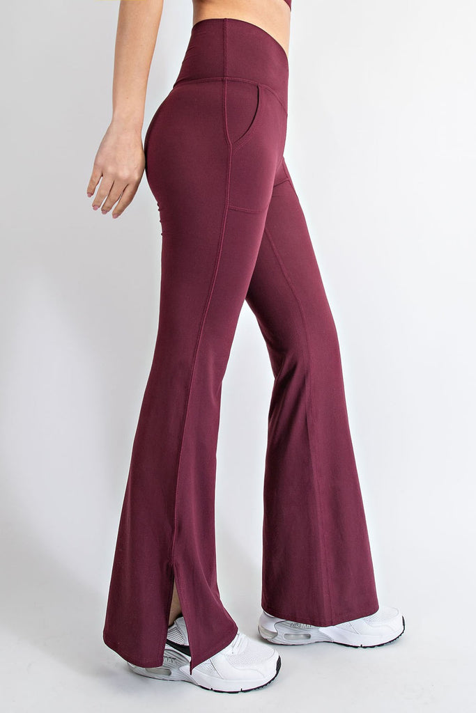 Carrie V Waist Flared Yoga Pants With Pockets - Be You Boutique