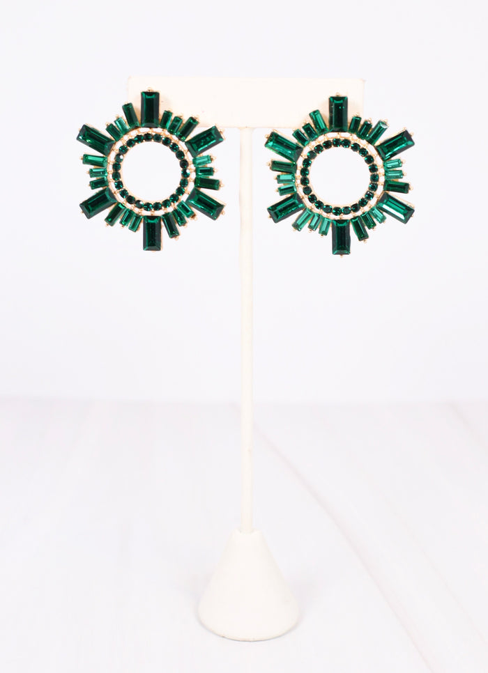 Caroline Hill Cortland Stone Embellished Earrings GREEN - Be You Boutique