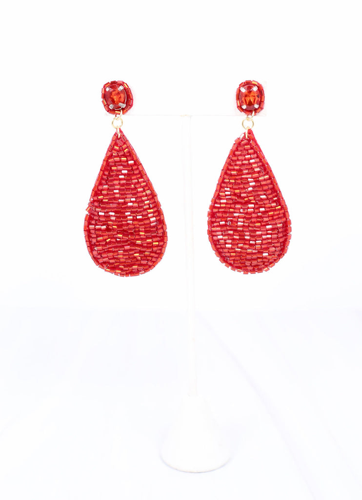 Caroline Hill Kathleen Beaded Rop Earrings ~ Red - Be You Boutique
