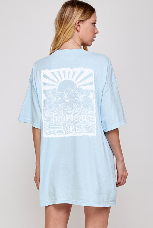 Tropical Vibes Vintage Oversized Short Sleeve Graphic Tee - Be You Boutique