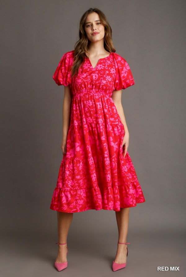 SPRING2024 Ellison Bubble Sleeve Tiered Midi Dress - Be You Boutique