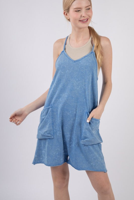 Ellie Casual Sleeveless Knit Washed Romper - Be You Boutique