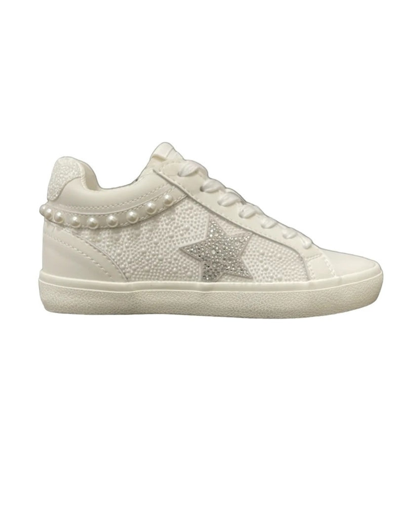Vintage Havana Perscila White Pearl Detail Mid Top Sneaker - Be You Boutique