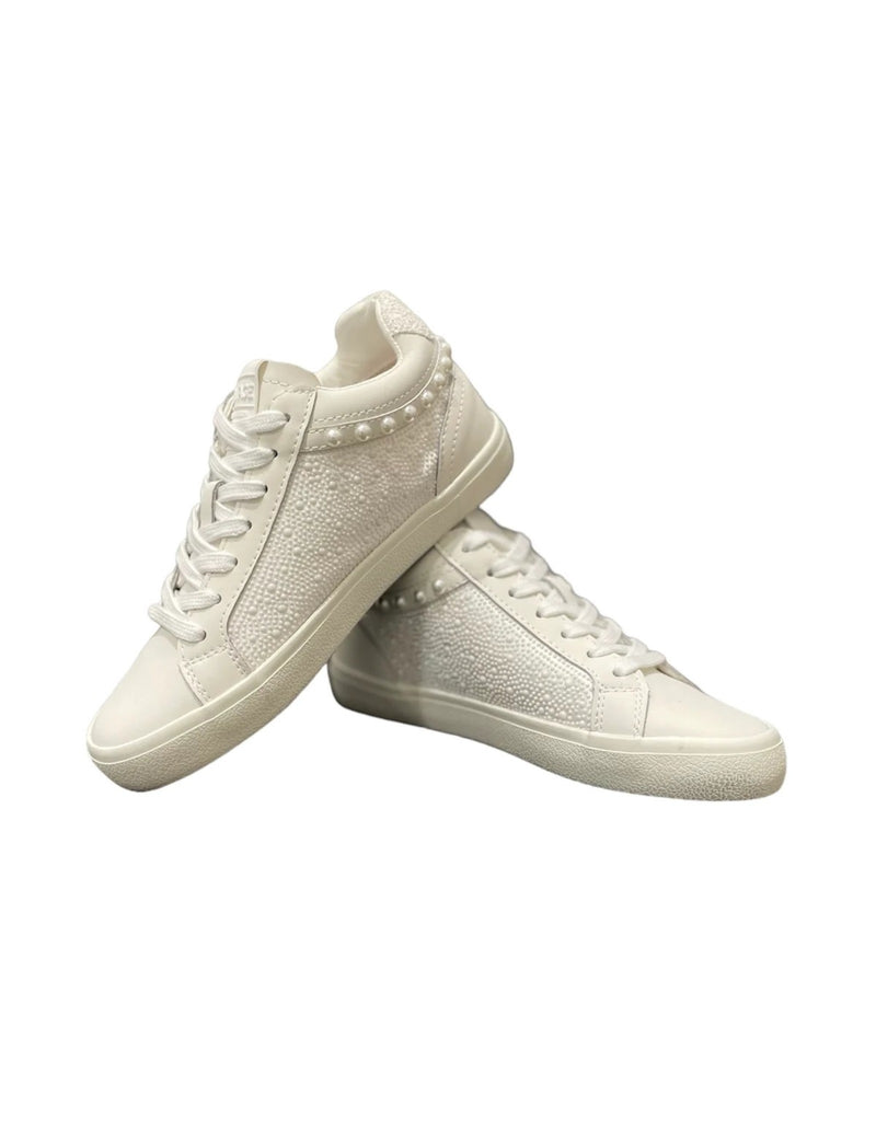 Vintage Havana Perscila White Pearl Detail Mid Top Sneaker - Be You Boutique