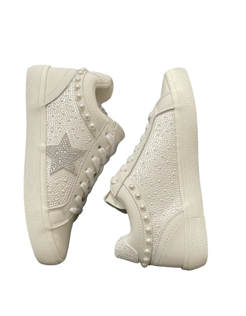 Vintage Havana Perscila White Pearl Detail Mid Top Sneaker - Be You Boutique