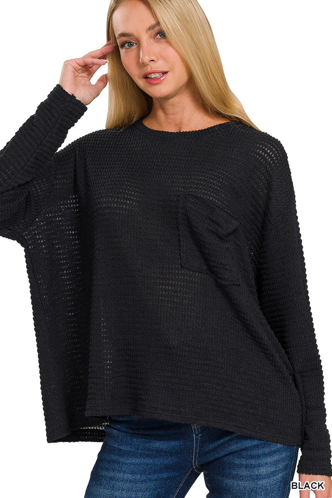 Heidi Drop Shoulder Boat Neck Jacquard Sweater Top - Be You Boutique