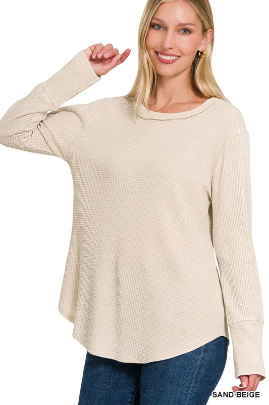 Roxy Washed Baby Waffle Knit Long Sleeve Top - Be You Boutique