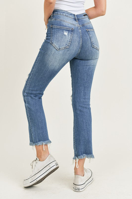 Risen Jarvis High Rise Distressed Ankle Straight Jeans - Be You Boutique