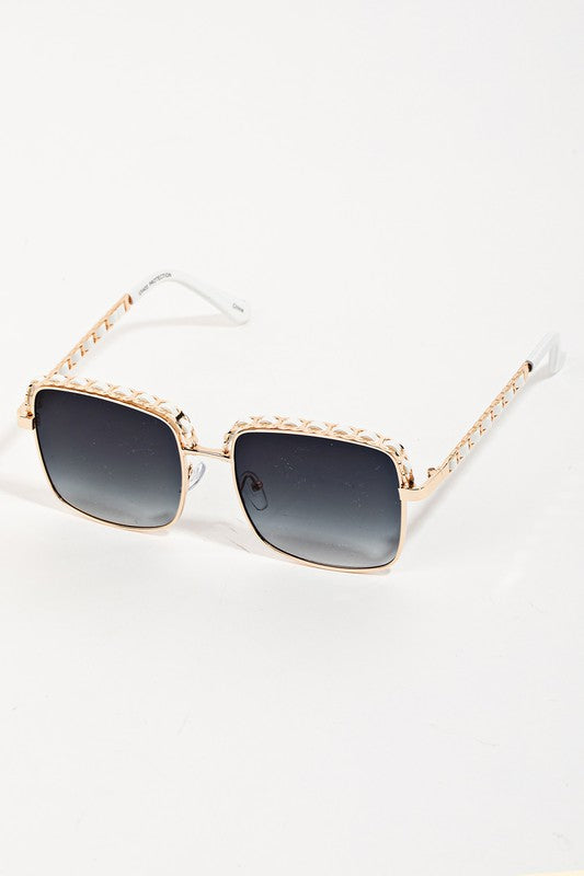 Be Square Chain Braid Metal Frame Sunglasses - Be You Boutique