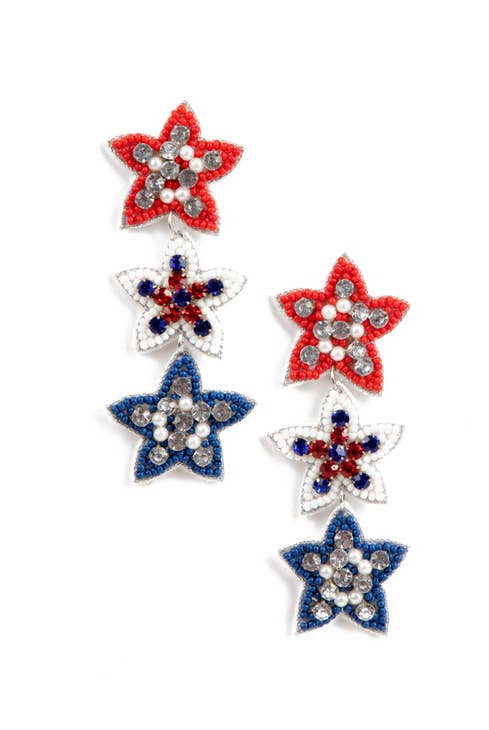 4th of July Red / White/ Blue Triple Star Earrings - Be You Boutique