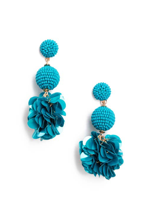 Blue Sequin Tiered Beaded Earrings - Be You Boutique