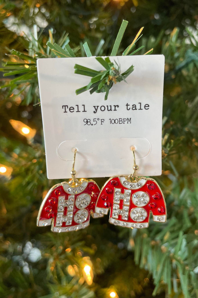 Christmas Red Sweater "HO HO" Earrings - Be You Boutique