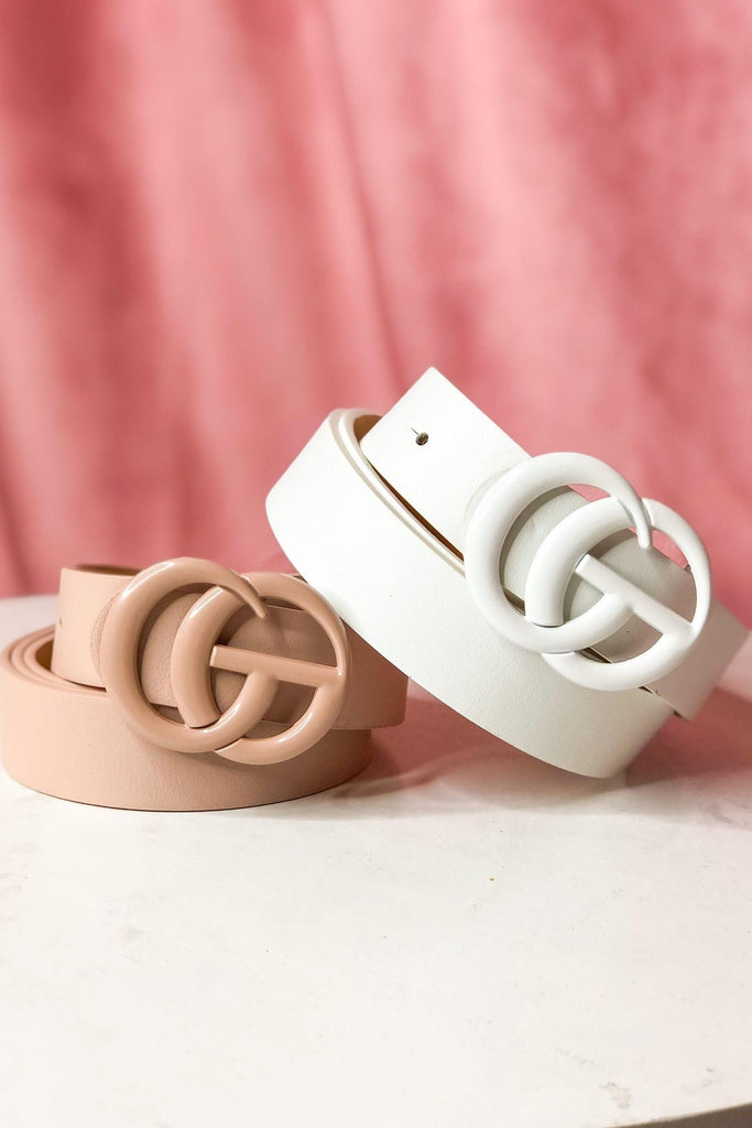 GiGi Slim Color Coated Buckle Belt ~ Taupe - Be You Boutique