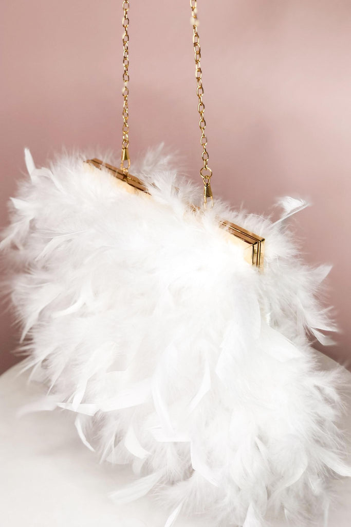 Lovey Feathered Chain Strap Hand Bag - Be You Boutique