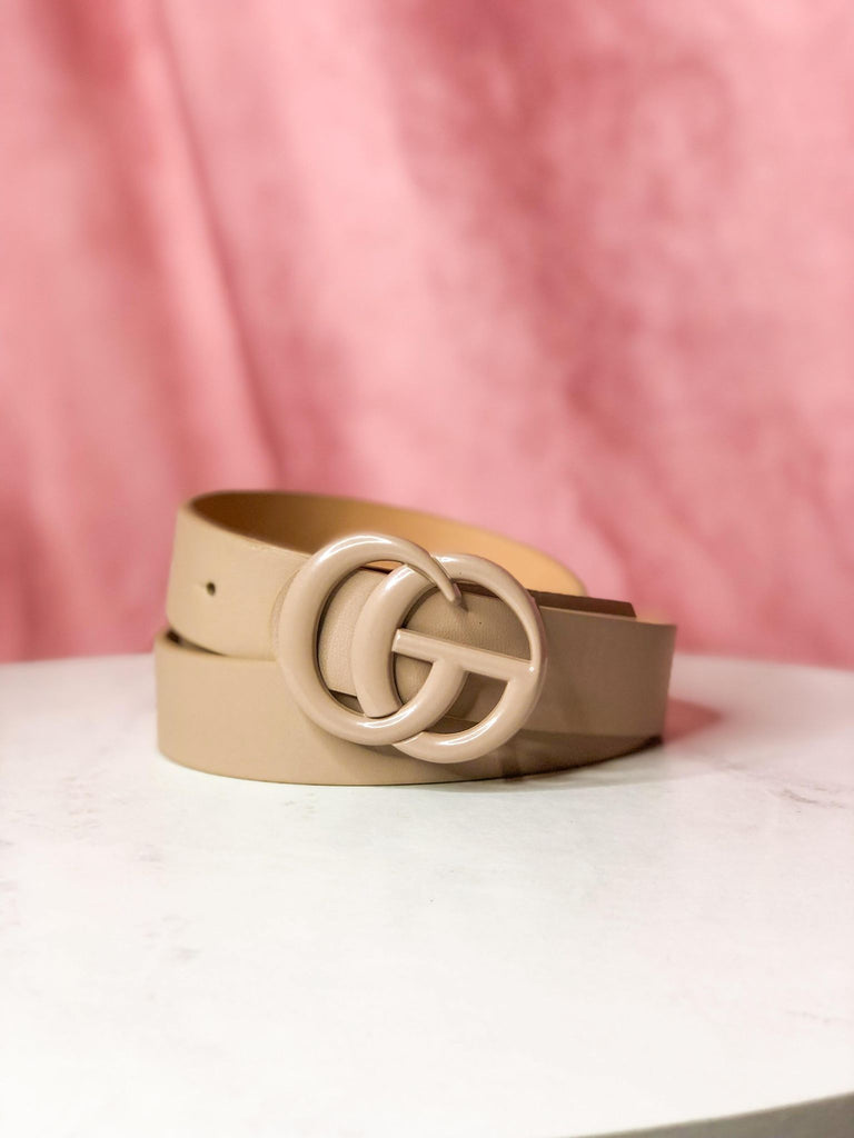 GiGi Slim Color Coated Buckle Belt ~ Taupe - Be You Boutique