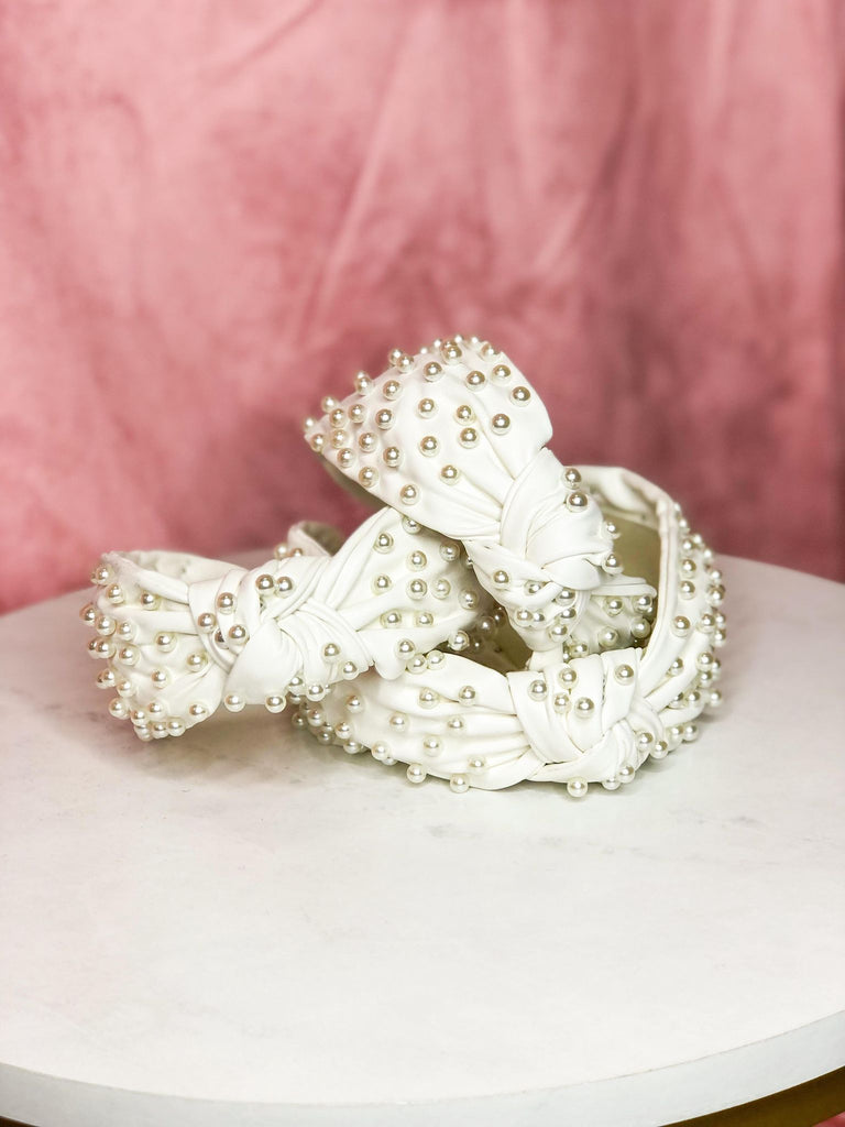 Pearlicious PU Leather and Pearl Knot Headband - Be You Boutique