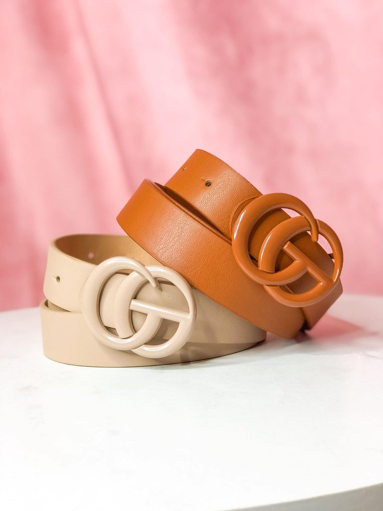 GiGi Slim Color Coated Buckle Belt ~ Taupe - Be You Boutique