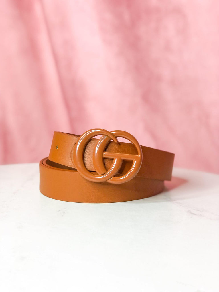 GiGi Slim Color Coated Buckle Belt ~ Taupe - Be You Boutique