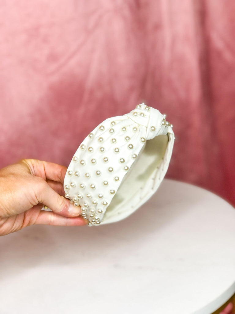 Pearlicious PU Leather and Pearl Knot Headband - Be You Boutique