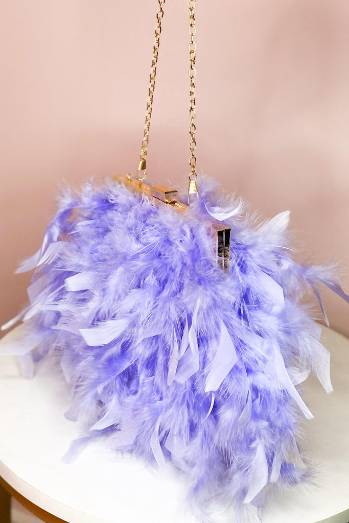 Lovey Feathered Chain Strap Hand Bag - Be You Boutique