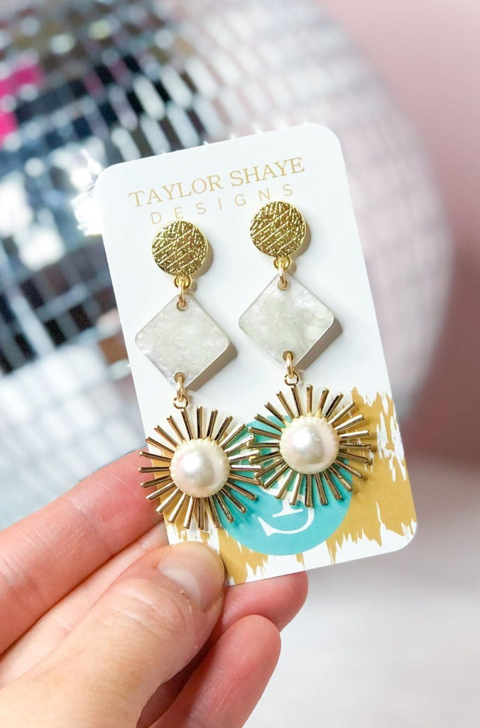Taylor Shaye Acrylic Diamonds Starburst Drop Earrings - Be You Boutique