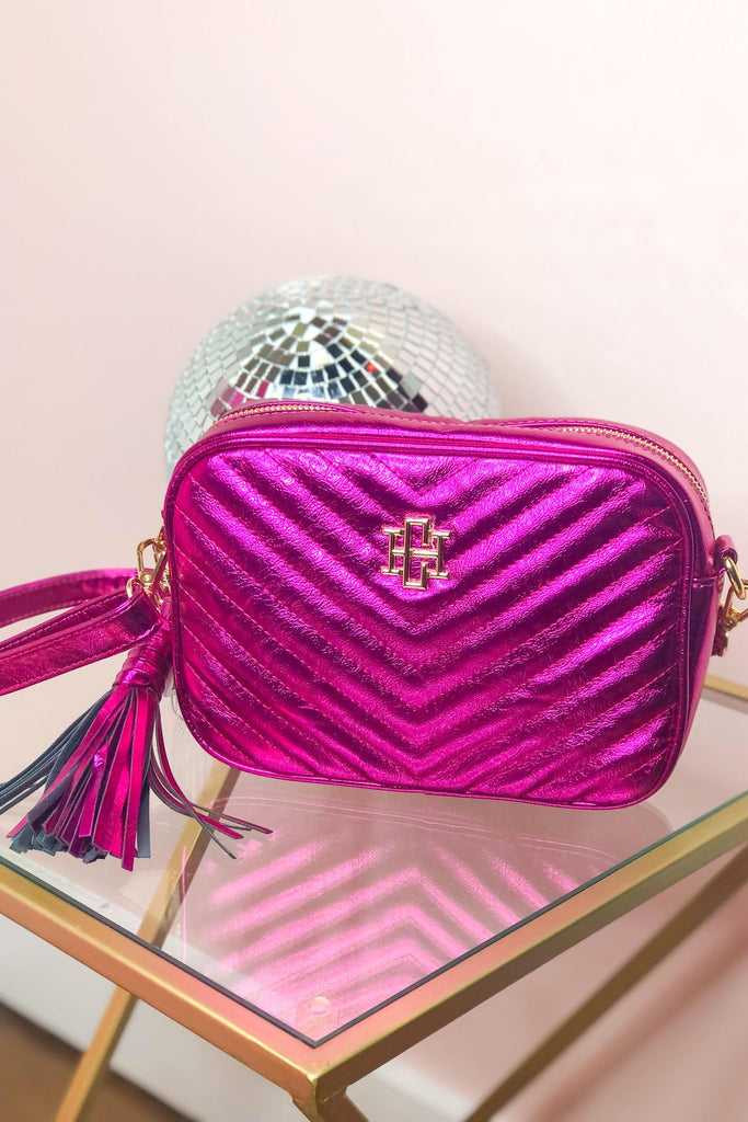 Margoe Camera Style Metallic Fuchsia Crossbody - Be You Boutique