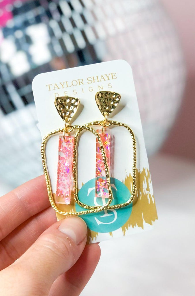 Taylor Shaye Starburst Confetti Rectangular Stick Hoops - Be You Boutique