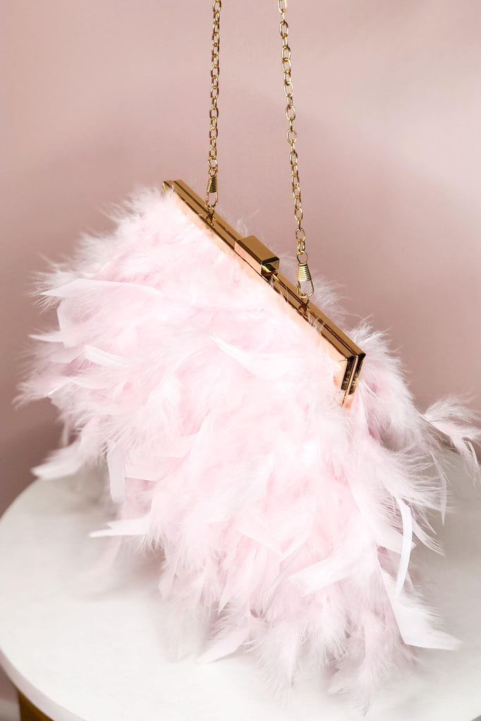 Lovey Feathered Chain Strap Hand Bag - Be You Boutique