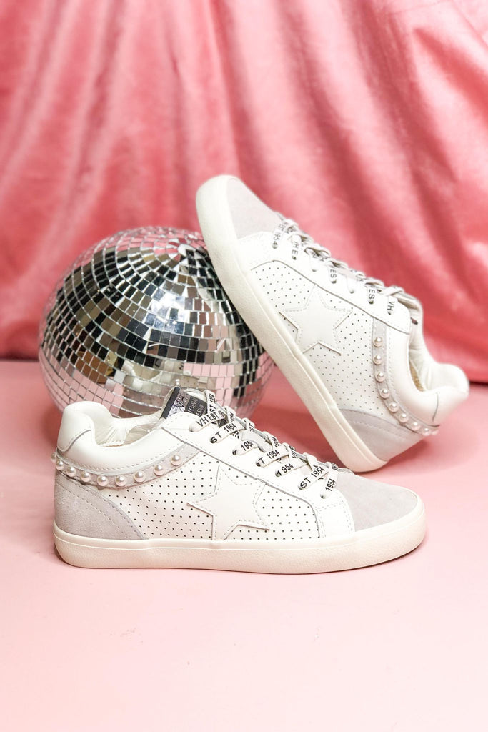 Vintage Havana Peni White and Grey Pearl Detailed High Top Sneaker - Be You Boutique
