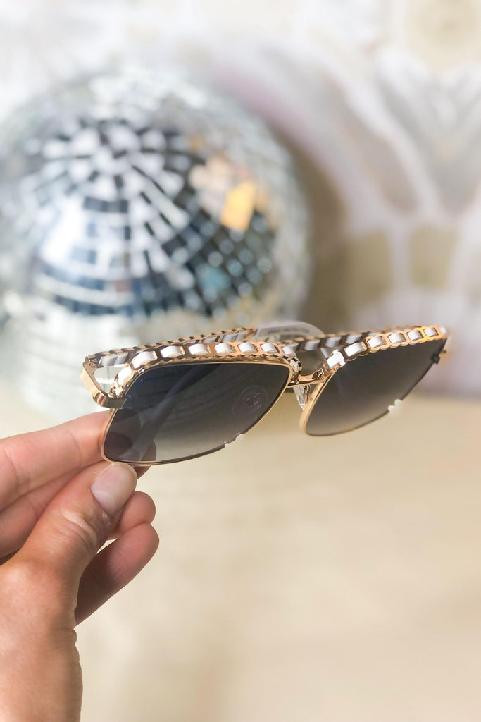 Be Square Chain Braid Metal Frame Sunglasses - Be You Boutique