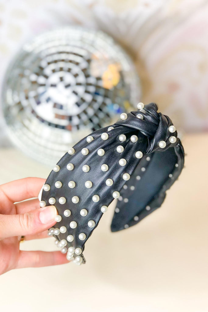 Pearlicious PU Leather and Pearl Knot Headband - Be You Boutique