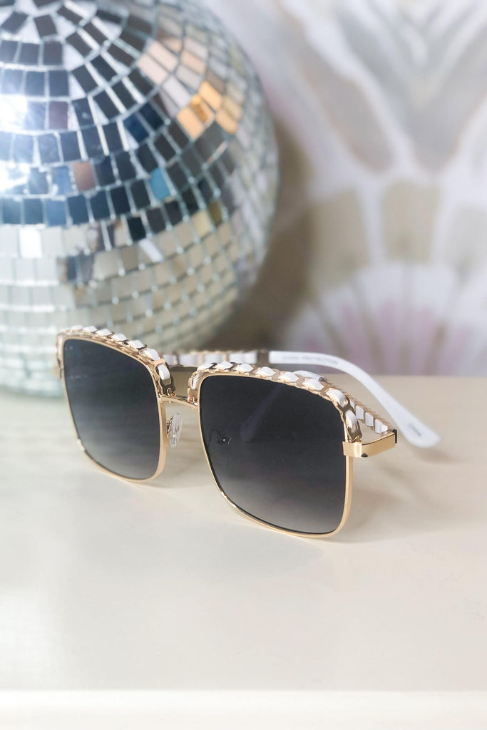 Be Square Chain Braid Metal Frame Sunglasses - Be You Boutique