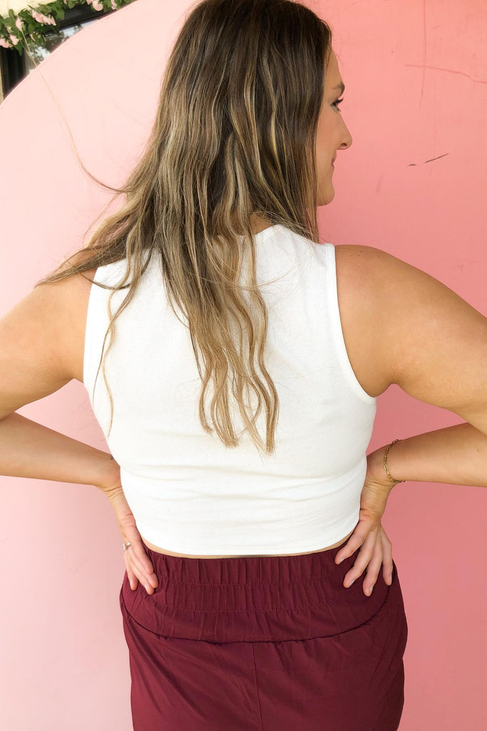 Dane Sleeveless Solid Knit Cutout Neck Crop Top - Be You Boutique