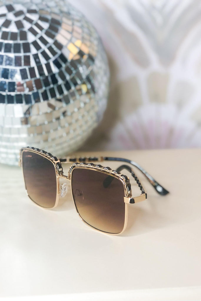 Be Square Chain Braid Metal Frame Sunglasses - Be You Boutique