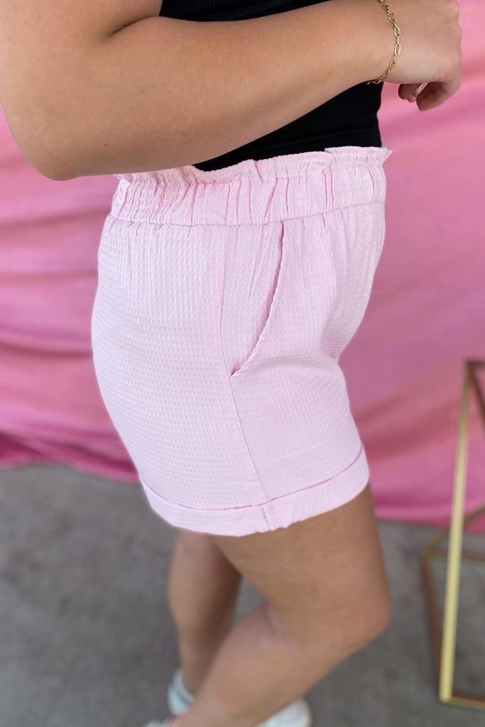 Brent Elastic Waist Waffle Knit Cuffed Shorts - Be You Boutique
