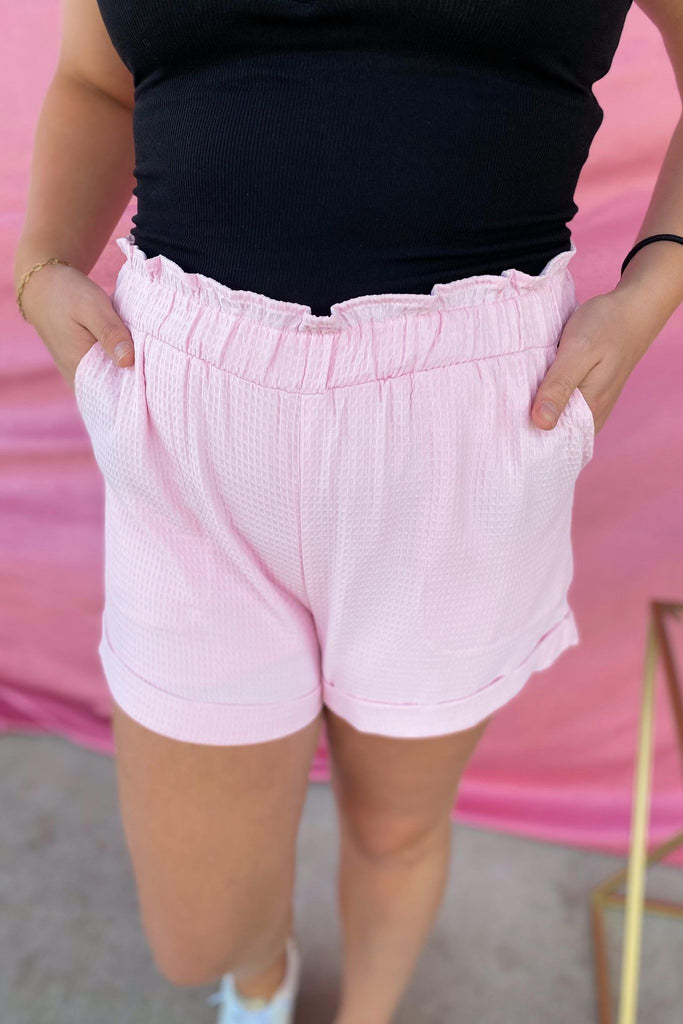 Brent Elastic Waist Waffle Knit Cuffed Shorts - Be You Boutique