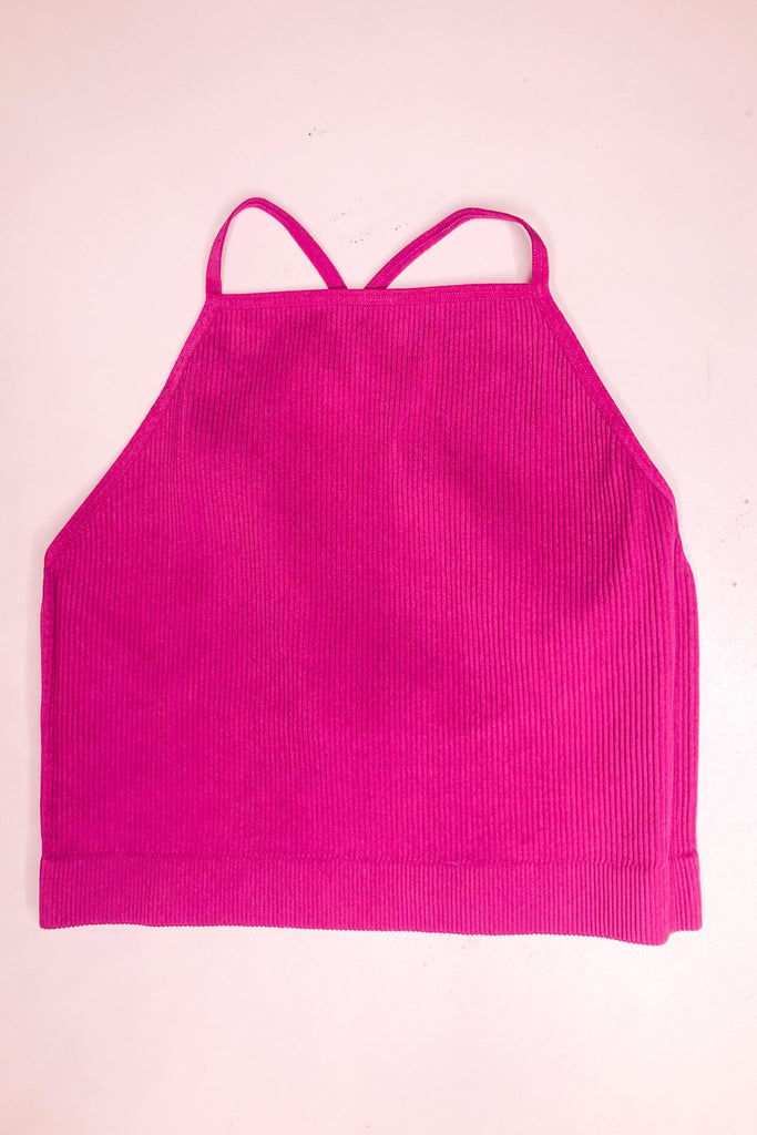 Martin Ribbed Criss Cross Back Cropped Cami Top - Be You Boutique