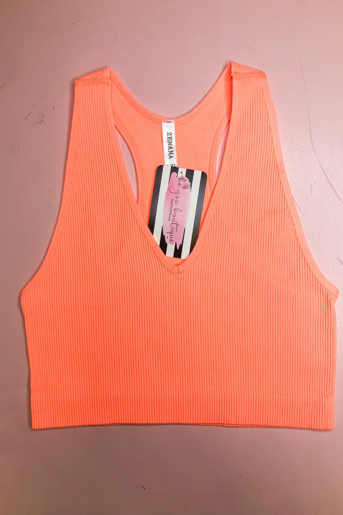 Jocie Ribbed Cropped Racerback Tank Top - Be You Boutique