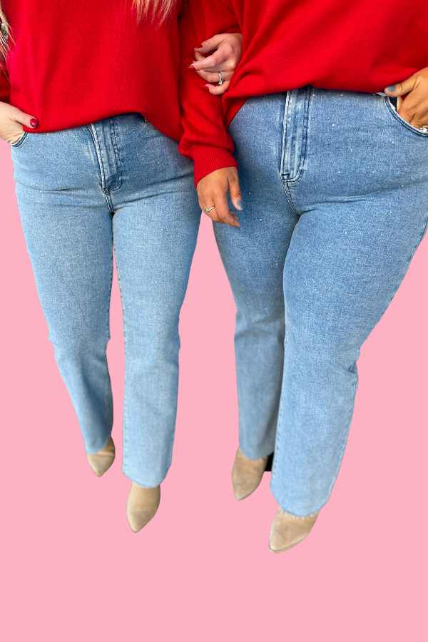 Risen Crystal High Rise Rhinestone Embellished Jeans - Be You Boutique