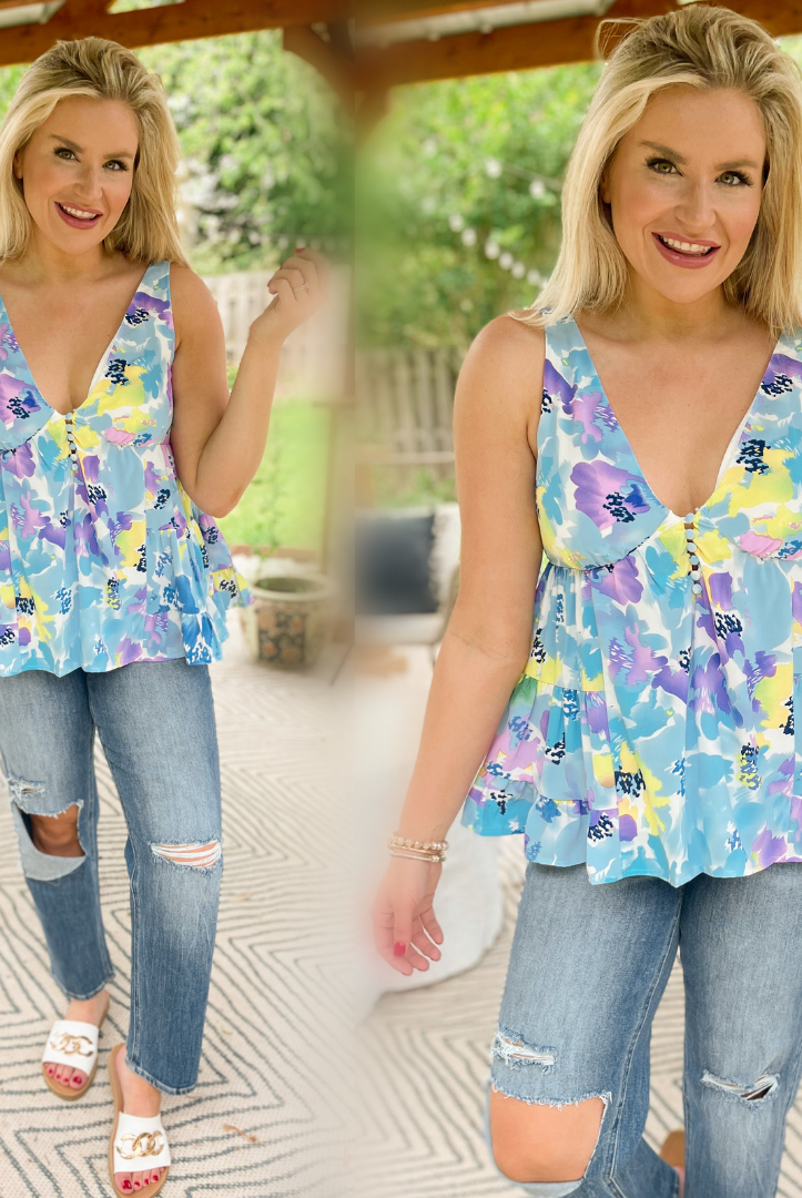 Nichole Floral Print Sleeveless Top - Be You Boutique